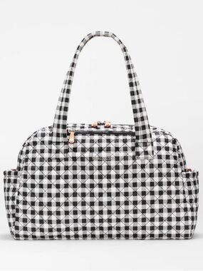 NWT MZ Wallace Gingham Black & White Jimmy Deluxe Duffel